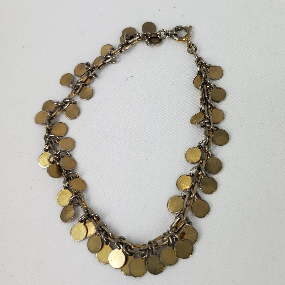 Adorable Gold Tone Small Gold Circle Chain Bracelet